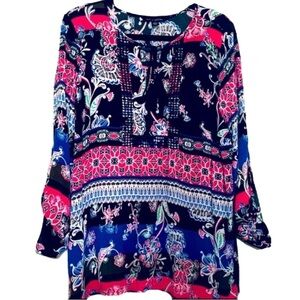 Zac & Rachel Boho Long Sleeve‎ Floral Pattern Size Large Top